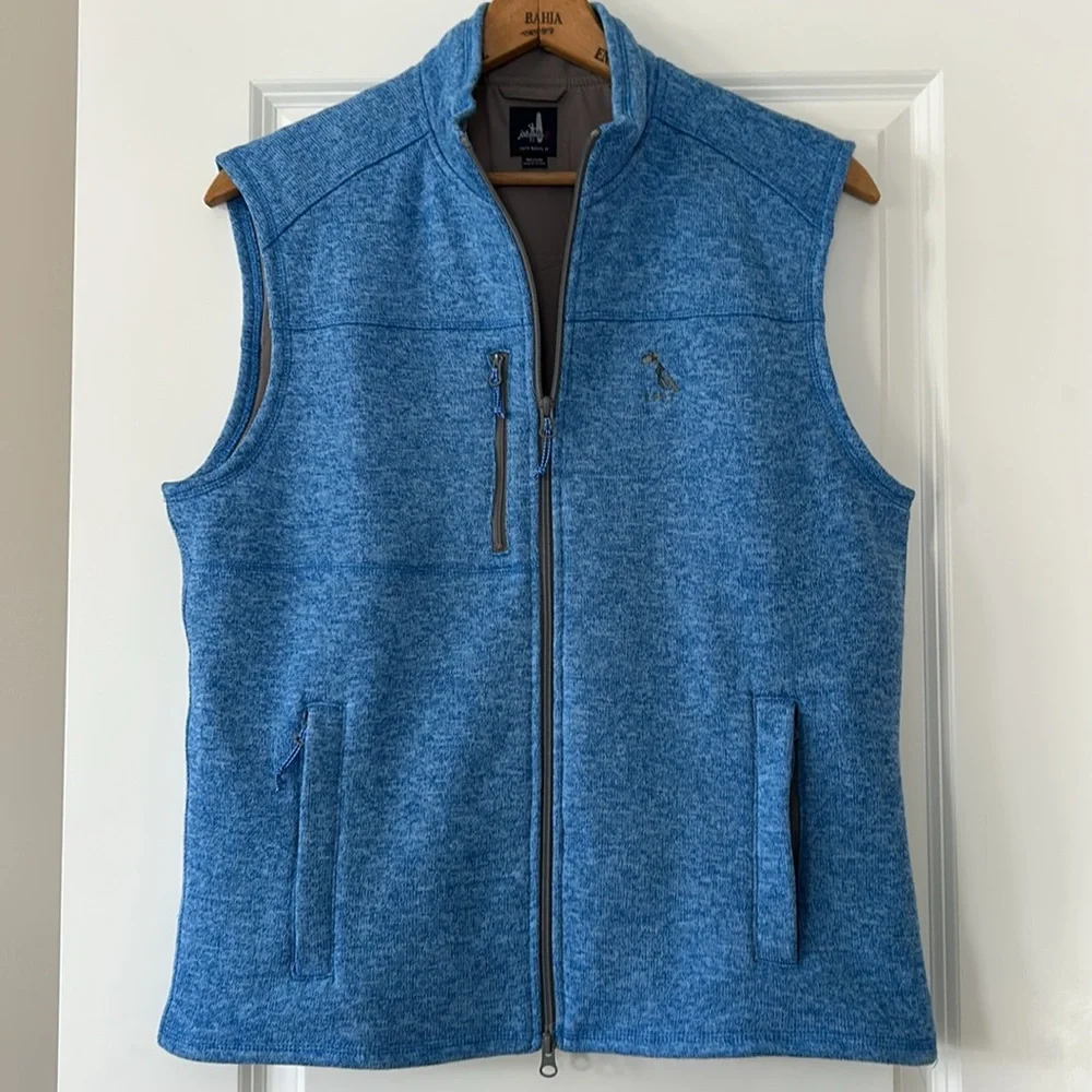 Johnnie-O Denalis Double-Zip Fleece Vest in Tide Blue w 3 Pockets Sz Medium